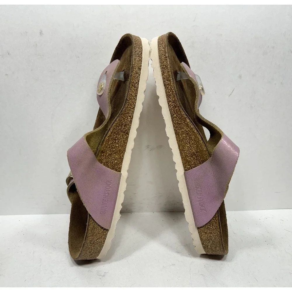 Birkenstock Gizeh Sandal Washed Pink Metallic Thong Women's Size 9 / 40